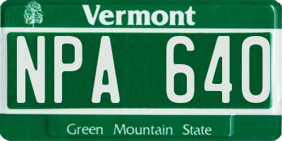 VT license plate NPA640