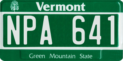 VT license plate NPA641