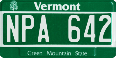 VT license plate NPA642