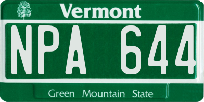 VT license plate NPA644
