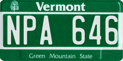 VT license plate NPA646