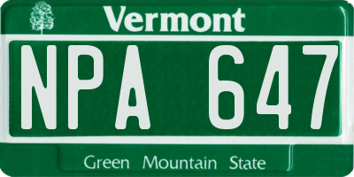 VT license plate NPA647