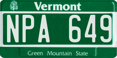 VT license plate NPA649