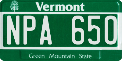 VT license plate NPA650