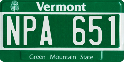 VT license plate NPA651