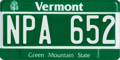 VT license plate NPA652