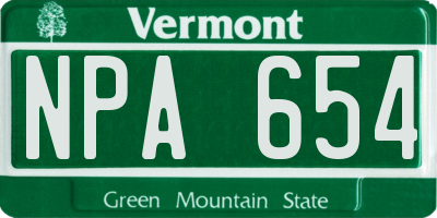 VT license plate NPA654