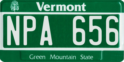 VT license plate NPA656