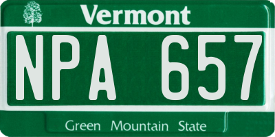 VT license plate NPA657