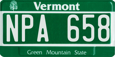 VT license plate NPA658