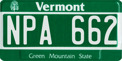 VT license plate NPA662