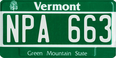 VT license plate NPA663