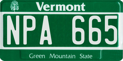 VT license plate NPA665
