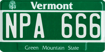 VT license plate NPA666