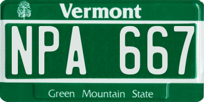 VT license plate NPA667