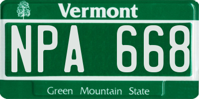 VT license plate NPA668