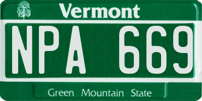 VT license plate NPA669