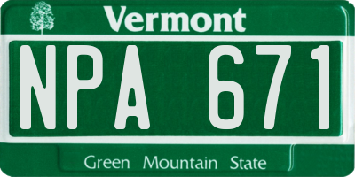 VT license plate NPA671
