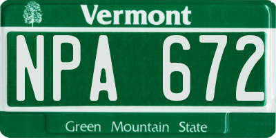 VT license plate NPA672