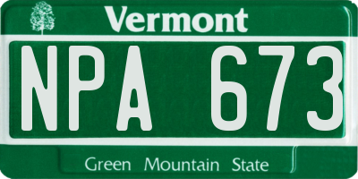 VT license plate NPA673