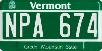VT license plate NPA674