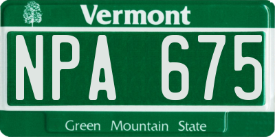 VT license plate NPA675
