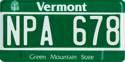 VT license plate NPA678
