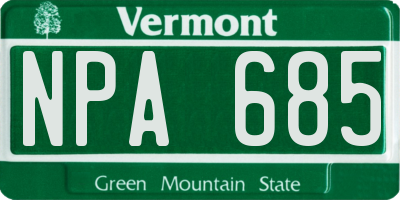 VT license plate NPA685