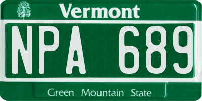 VT license plate NPA689