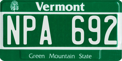 VT license plate NPA692