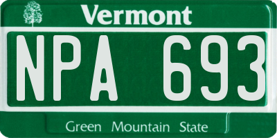 VT license plate NPA693