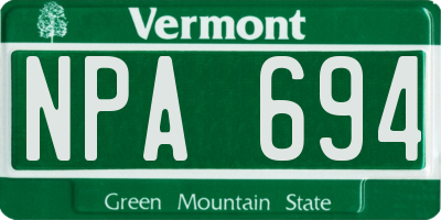 VT license plate NPA694