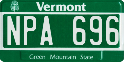 VT license plate NPA696