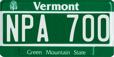 VT license plate NPA700