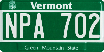VT license plate NPA702