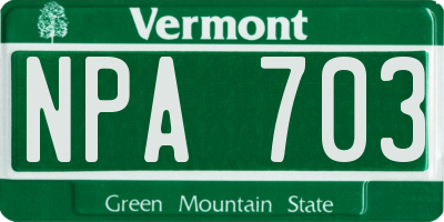 VT license plate NPA703