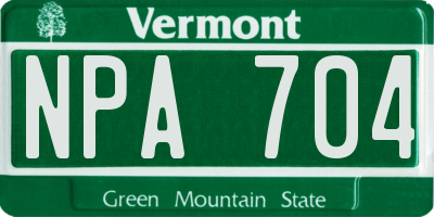 VT license plate NPA704