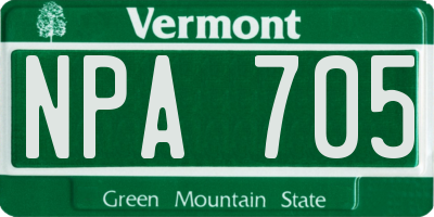 VT license plate NPA705