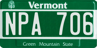 VT license plate NPA706