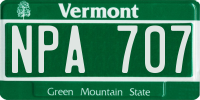VT license plate NPA707