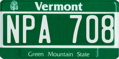 VT license plate NPA708