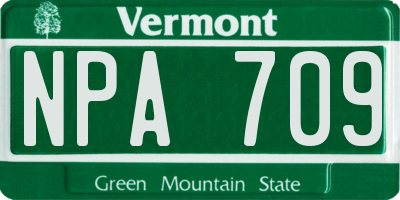 VT license plate NPA709