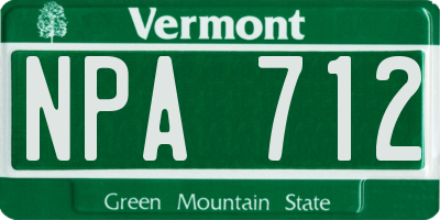 VT license plate NPA712