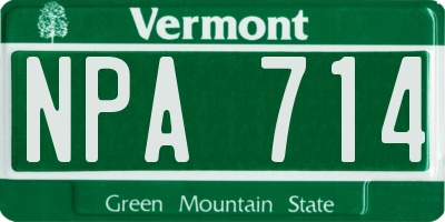 VT license plate NPA714
