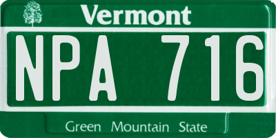 VT license plate NPA716
