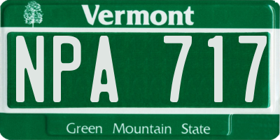 VT license plate NPA717