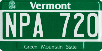 VT license plate NPA720