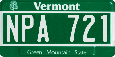 VT license plate NPA721