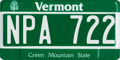 VT license plate NPA722