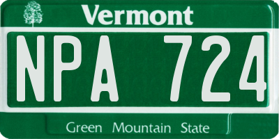 VT license plate NPA724